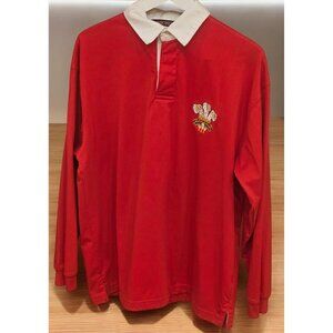 Shoreline Red Rugby Shirt XL With Embroidered Crest & White Collar